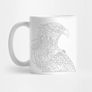 line art mecha peregrine falcon halcon ecopop in mexican techno organic tribal totonac patterns Mug